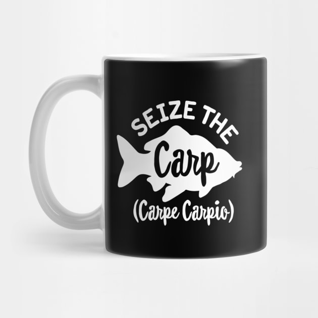 Seize the Carp Carpe Carpio Carp fisher Carphunter by LaundryFactory